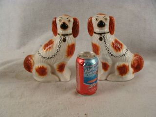 Pair Antique Staffordshire Pottery Spaniel Dog Figures