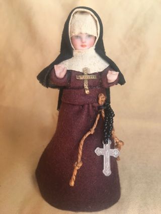 Tiny,  True Antique Nun Doll,  4.  5”,  Bisque Head/torso/arms,  European,  Very Rare
