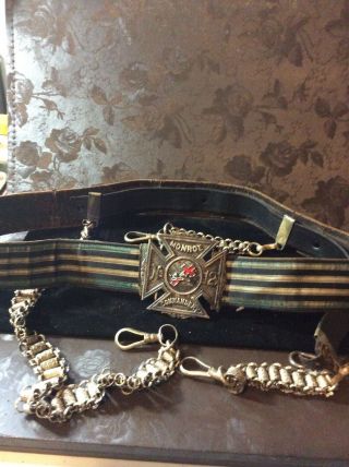 Antique Ornate Masonic Knights Templar Sword Belt - Shield,  Crown,  Cross.  Rare