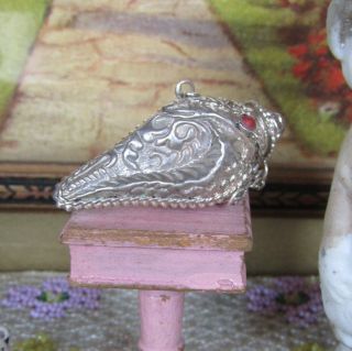 Antique Silver Shell Perfume Miniature Jewelry Pendant Necklace Dollhouse Decor