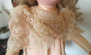 Antique Silk French Lace Doll Dress For Jumeau,  Bru Or German Doll 21 " 23 " Tall
