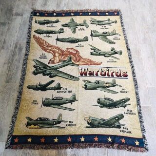 Throw Blanket Vintage Home Decor Rug Vtg Warbirds Flying Fortress Ww2 Wwii B - 25