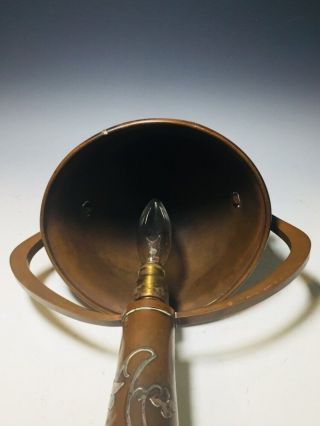 Antique Heintz Bronze & Silver Overlay Arts & Crafts Boudoir Table Lamp 4
