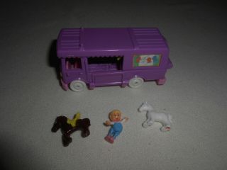 Polly Pocket Stable On The Go Horse Trailer Complete Van Rv 1994 Pony Vintage