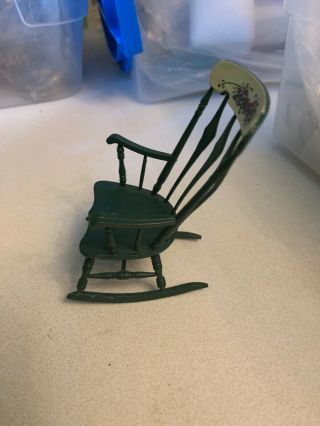 MINIATURE Rocking Chair WOOD DOLL HOUSE FURNITURE VINTAGE Hand painted Rocker 2