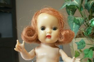 Vintage Nasb Slw Muffie Doll - Red Hair/blue Eyes - No Eyebrows - Marked - Needs Arm