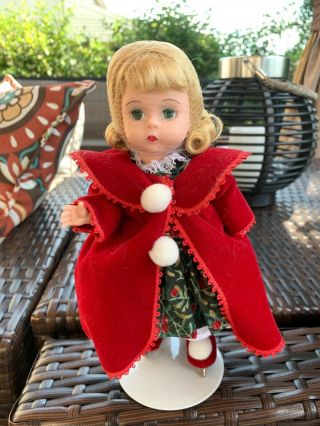 Madame Alexander " Christmas Holly " Doll 8 " (1998) On Collectors Stand Great Cond