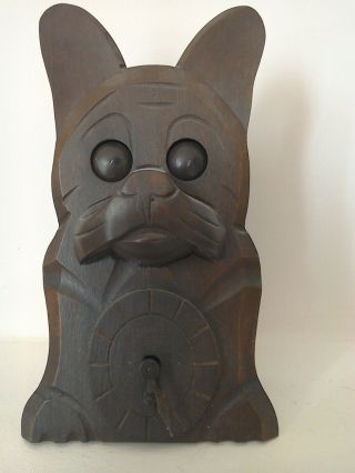 Unusual " Black Forest " Rotating Eyes,  Doggy Clock,  Very Old,  Order.