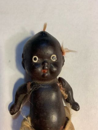 Antique Black Doll JAPAN BISQUE jointed doll 4 1/2”. 2