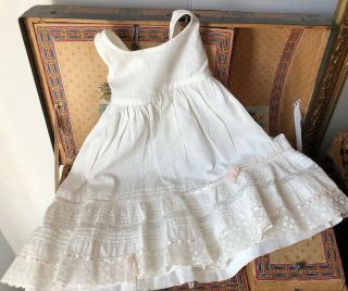 Antique White Cotton Full Doll Slip W/lace Bottom Accenting