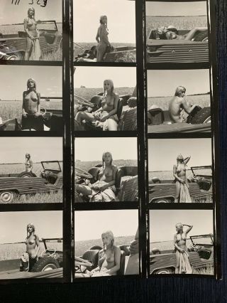 B/w 8x10 Contact Sheet 1960 - 70’s Art Posed Nude W/ Vintage Jeep By Serge Jacques