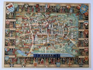 Vintage Oxford University Tourist Map Rare And Collectable Print