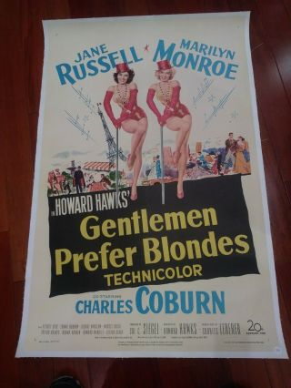 Gentleman Prefer Blondes,  42.  5x28,  1953,  Linen Back,  Color.