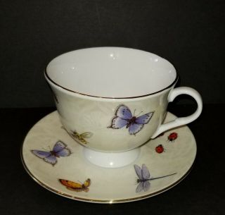 Vintage Royal Winchester Bone China England Tea Cup & Saucer Butterflies