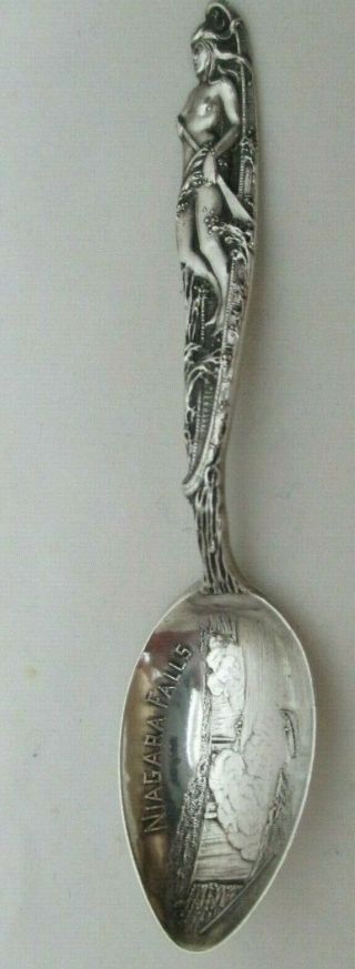 Antique Watson Sterling Silver Niagara Falls Full Nude Souvenir Demitasse Spoon