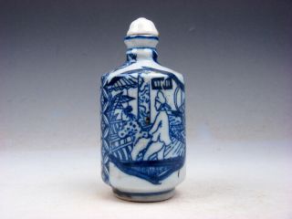 Vintage Blue&white Exotic Figurines Painted Porcelain Snuff Bottle 05111906