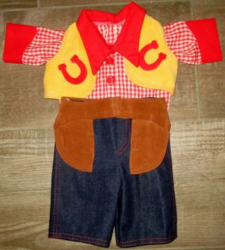 Vintage Cabbage Patch Kids Doll Cowboy Outfit Shirt Vest Denim Jeans Holster