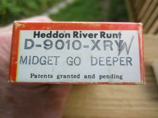 VINTAGE HEDDON MIDGET GO DEEPER RIVER RUNT LURE WITH CORRECT BOX 4