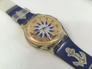 Swatch 1992 Blue Anchorage Gk140 Watch,  Box Battery (jlc)