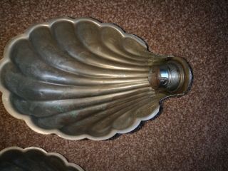 3 X Vintage Chromed Brass Light Shade Lamp Antique Shell Clam Shell Art Deco Old