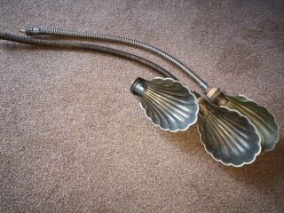 3 x Vintage Chromed Brass Light Shade Lamp Antique Shell Clam Shell Art Deco Old 3