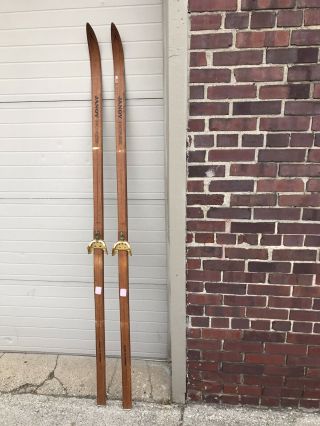 Antique Vtg Janoy Norse Nordic Winter Skis 205 Cm Cross Country Telemark Snow