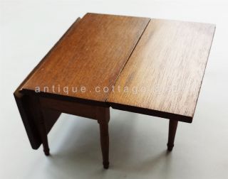 Vintage Miniature Wood Doll House Table Quality Furniture Folding Wings 4.  5x6 "