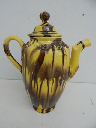 Antique French Sarreguemines Coffee Pot Or Chocolate Pot - Faience
