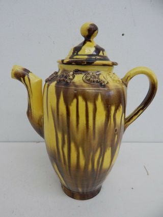 Antique French Sarreguemines Coffee Pot or Chocolate Pot - Faience 2