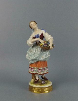 Antique Porcelain Dresden German Lady Figurine By Volkstedt