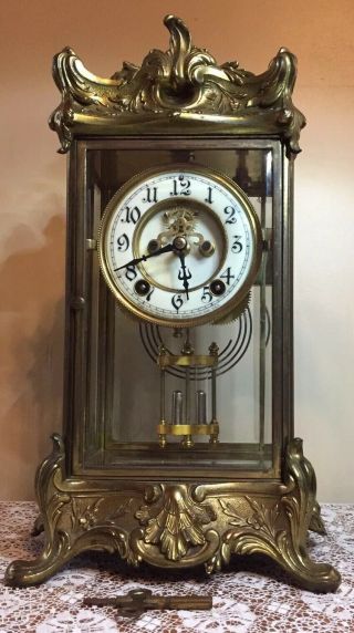 Antique C - 1910 Haven Clock Co.  Thoreau Model Crystal Regulator Clock Runni
