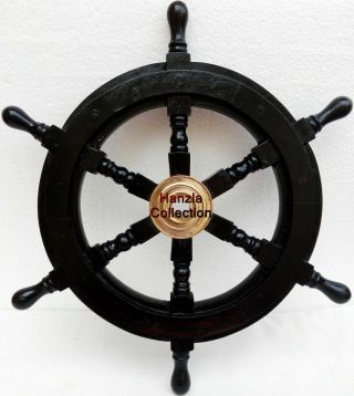 18  Black Wood Nautical Decorative Ship Wheel Captain 