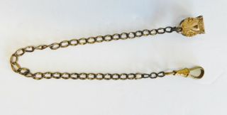 Antique Pocket Watch Chain With Clasp Clip End Victorian Fancy Gold Tone