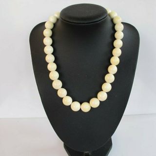 Antique Chinese Round Carved Bead Necklace