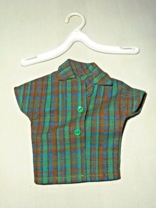 Vintage Barbie Skipper Fun Time 1920 Plaid Shirt With Buttons - Minty