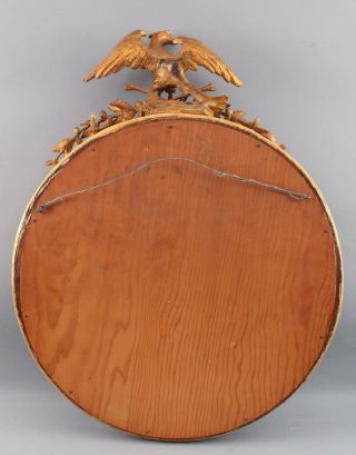Antique Hand Carved Wood American Eagle & Bullseye Gilded Mirror,  NR 10