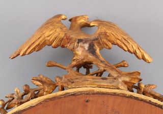 Antique Hand Carved Wood American Eagle & Bullseye Gilded Mirror,  NR 11