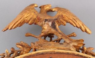 Antique Hand Carved Wood American Eagle & Bullseye Gilded Mirror,  NR 4
