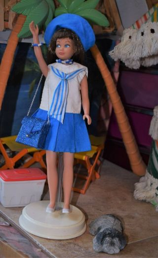 Vintage Skipper Barbie Clone Blue Sailor Style Dress Set With Accessories Minty