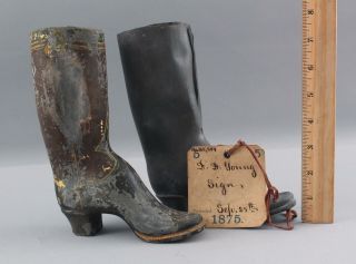 19thC Antique 1875 Victorian Shoe Trade Sign,  Zinc Patent Models,  NR 2