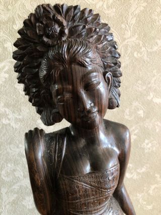 Antique Oriental Hand Carved Wooden Statue