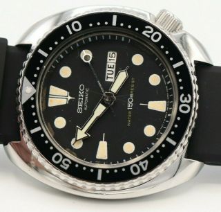 Mens Vintage Seiko Automatic Diver Watch 6309 - 7049 150m Turtle Shell Case Date