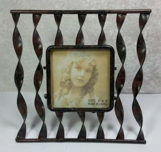 Twisted Metal Frame Photo Size 3 " X3 " Tabletop Brown Bronze Color