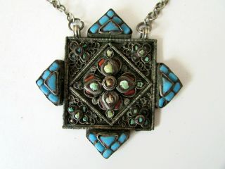 Moroccan Berber Antique Silver Pendant Necklace