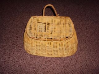 Vintage Fishing Creel Basket With Handle Wicker