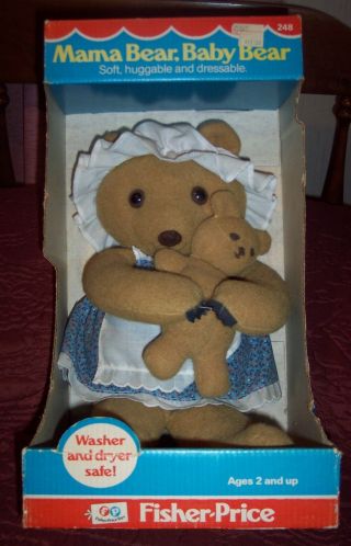 Fisher Price Mama Bear,  Baby Bear Plush Stuffed 248 Vintage 1981 Nrfb