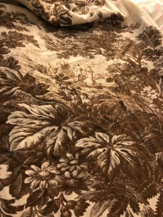 RARE VINTAGE POTTERY BARN KING DUVET COVER BROWN AND CREAM TOILE 7