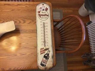 Huge 1940s / 1950s Vintage Frostie Root Beer Thermometer Sign Antique
