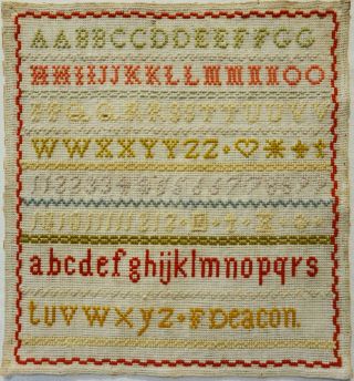 Late 19th Century Alphabet Sampler By F.  Deacon - C.  1880