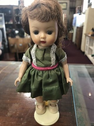 Nancy Ann Vintage Muffie 8 " Storybook Doll Walker Doll Red Hair Green Dress